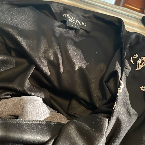 Perceptions Dress Size 2x black with multicolor flocked floral design - Picture 8 of 9